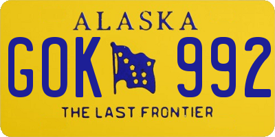 AK license plate GOK992
