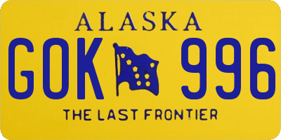 AK license plate GOK996