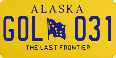 AK license plate GOL031