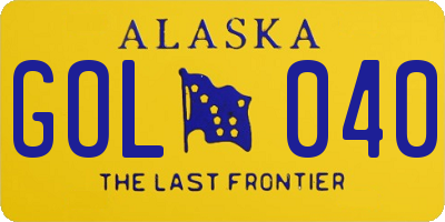AK license plate GOL040