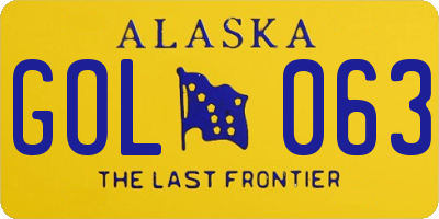 AK license plate GOL063