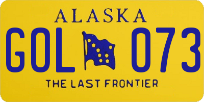 AK license plate GOL073