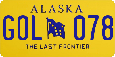 AK license plate GOL078