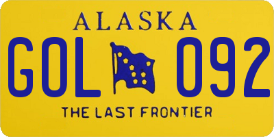 AK license plate GOL092