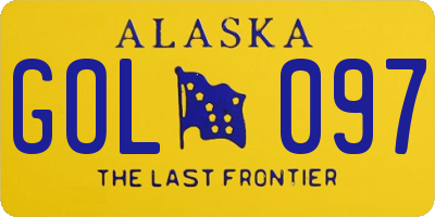 AK license plate GOL097
