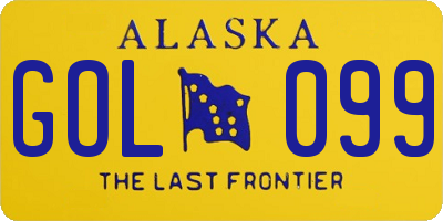 AK license plate GOL099