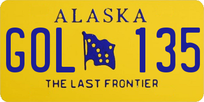 AK license plate GOL135