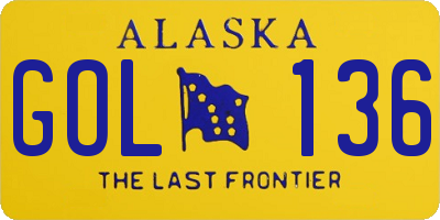AK license plate GOL136