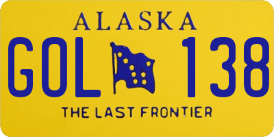 AK license plate GOL138
