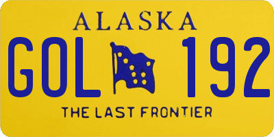 AK license plate GOL192