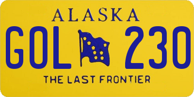 AK license plate GOL230