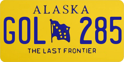 AK license plate GOL285