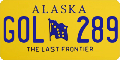 AK license plate GOL289