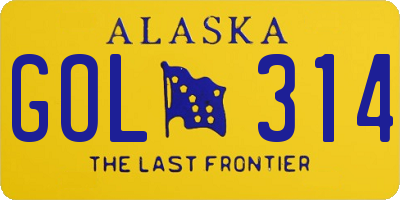 AK license plate GOL314