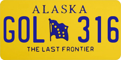 AK license plate GOL316