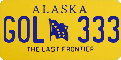 AK license plate GOL333