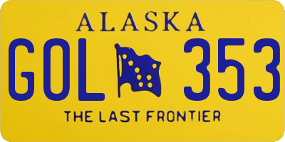 AK license plate GOL353