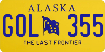 AK license plate GOL355