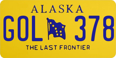 AK license plate GOL378