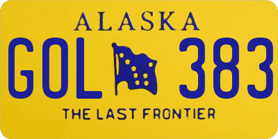 AK license plate GOL383