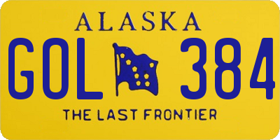 AK license plate GOL384