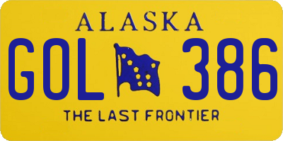 AK license plate GOL386