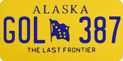 AK license plate GOL387