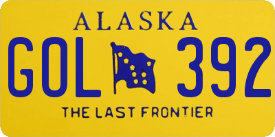 AK license plate GOL392