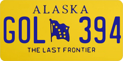 AK license plate GOL394