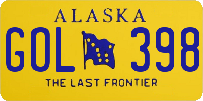 AK license plate GOL398