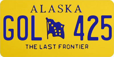 AK license plate GOL425