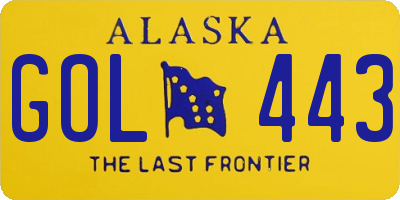 AK license plate GOL443