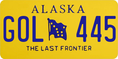 AK license plate GOL445