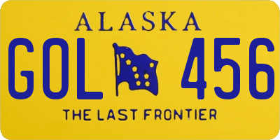 AK license plate GOL456