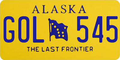 AK license plate GOL545