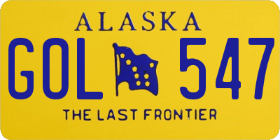 AK license plate GOL547