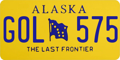 AK license plate GOL575