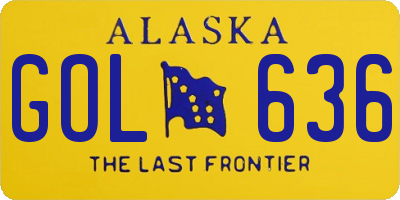 AK license plate GOL636