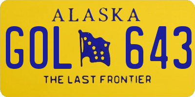 AK license plate GOL643
