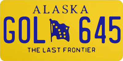 AK license plate GOL645