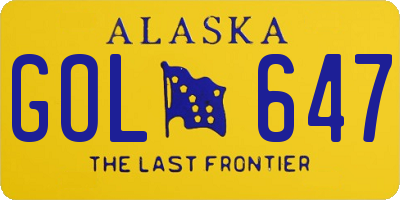 AK license plate GOL647