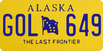 AK license plate GOL649