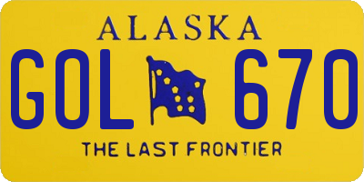 AK license plate GOL670