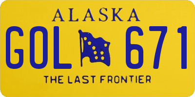 AK license plate GOL671