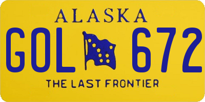 AK license plate GOL672