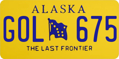 AK license plate GOL675
