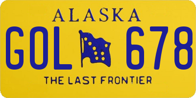 AK license plate GOL678