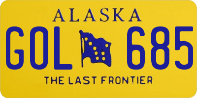 AK license plate GOL685