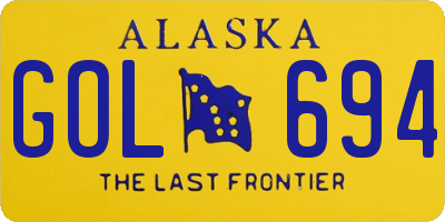 AK license plate GOL694