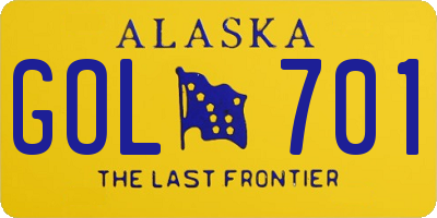 AK license plate GOL701